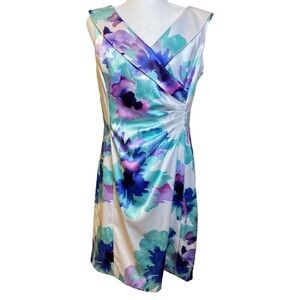 Arthur S. Levine for Tahari Dress Size 12 Limited Edition‎ Watercolors Blue